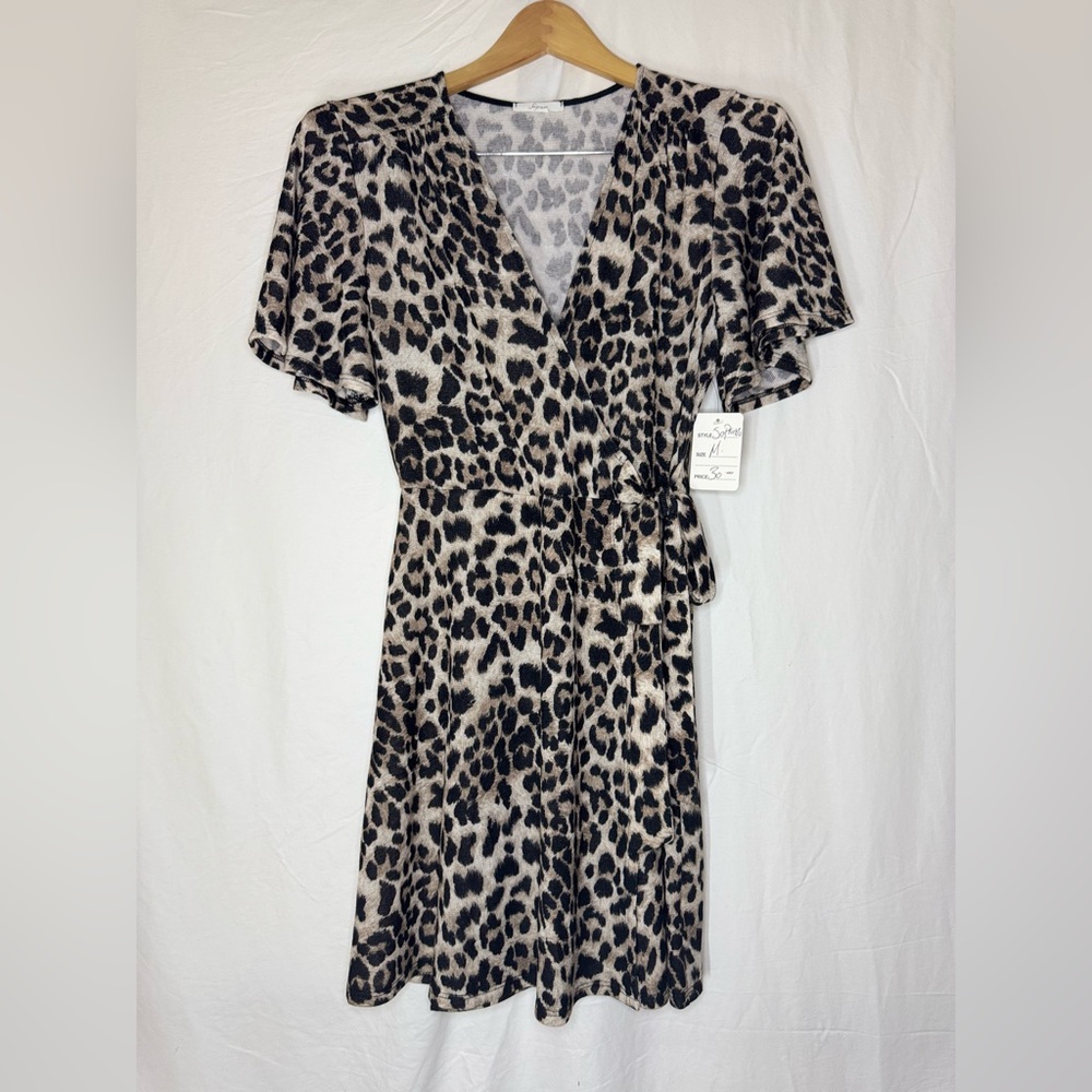 Soprano Black and Gray Ruffled Wrap Midi Dress